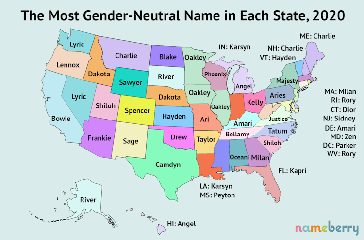 The Most Nonbinary Names in Every State | Nameberry