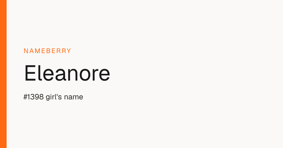 Eleanore Name Meaning, Origin & Popularity | Nameberry